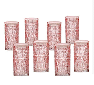 Set of 8 Pink Glasses